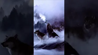 A mixture of wolves howling-wind blowing-Celtic/Fantasy Cinematic Music/snow falling