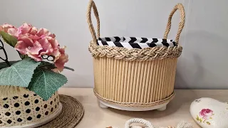 DIY Great IDEA from Coffee Straws, Storage Basket