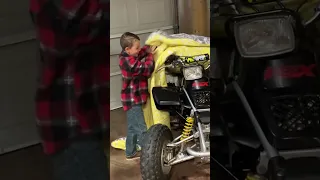 Second best Christmas surprise reaction! 8 year old gets first four real four wheeler! #surprise