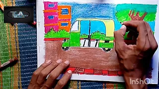 How to easy drawing Auto Rickshaw for Kids - Children's Coloring Book with #Paiting 2