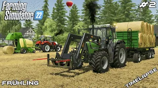 Baling and collecting 27 STRAW bales | Animals on Frühling | Farming Simulator 22 | Episode 2