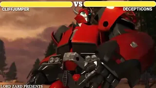 Cliffjumper Vs Decepticons fight WITH HEALHBARS (Hindi) TFP