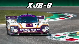 1987 Jaguar XJR-8 - V12 fly-by's, downshifts & flames (Spa + Monza 2019)