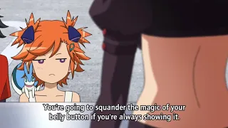 Akari mentioning Moco’s belly button [Captain Earth]
