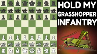 Grasshopper army showing Jumping skill over Chess Board using Fairy Stockfish