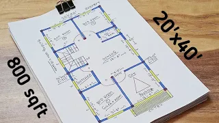 20x40 house plan design ll 800 sqft makan ka naksha ll 3 bhk house drawing
