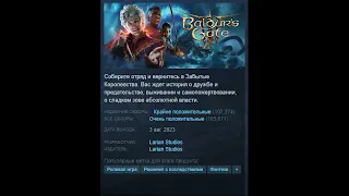 Baldurs Gate 3 - Отзывы в Steam как смысл жизни