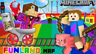 Duddy & Chase go to FUNLAND 3! Minecraft Amusement Park Map (FGTEEV Theme Park Mod Gameplay)