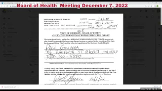 Sherborn Board of Health Meeting December 7, 2022