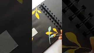 Be happy|| Gouche painting||painting on black paper||Gouche painting ideas ||leaves painting #shorts