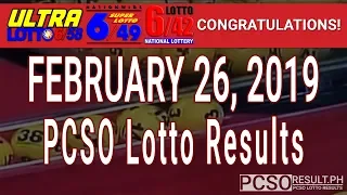 PCSO Lotto Results Today February 26, 2019 (6/58, 6/49, 6/42, 6D, Swertres, STL & EZ2)