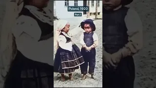 2 Kids Posing For The Camera 🥺 Upscaled & Colorized Footage From Poland #poland #history #oldfootage