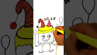 Happy New Year 2024 #drawing #2024shorts | How to Draw a New Year 2024 Cake