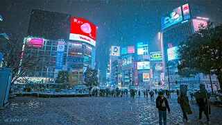 2 Hrs of Heavy Snow Night Walk in Tokyo, Japan • 4K HDR