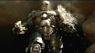 Iron Man escapes from terrorists' cave action scene.Movie Iron Man (2008) Mini movie.