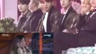 161119 BTS and Baby Kook :) Reaction To Eunji Hopefully Sky @MMA 2016