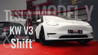 ⚡ Elektrisierend: Tesla Model Y mit KW V3 Tieferlegung & 22 Zoll Schmidt Felgen Shift 🔥 Carpron