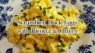 Creamy and Delicious Scramble Duck Eggs with Ricotta Cheese and Chives