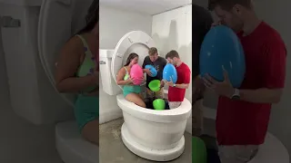 SURPRISE EGG CHALLENGE with Boyfriends and HUGE PRIZE in Worlds Largest Toilet Blue Pool #shorts
