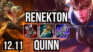 RENEKTON vs QUINN (TOP) | 8/1/7, 1100+ games, 1.4M mastery, Legendary | KR Master | 12.11