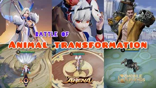 Liliana VS Roger VS Hakuzosu - ANIMAL TRANSFORMATION HERO COMPARISON MLBB VS ONMYOJI ARENA VS AOV