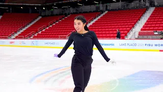 Karen Chen rehearses her exhibition number to "I Wanna Dance with Somebody" - FISU University Games