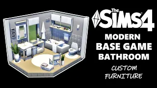 MODERN BASE GAME BATHROOM + Custom Furniture 🛁 | The Sims 4 - Optimized Speed-build | [No CC]