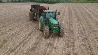 Spreading dung on maize ground