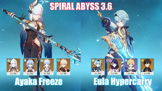 C0 Ayaka Mono Cryo & C0 Eula Hypercarry | Spiral Abyss 3.6 | Genshin Impact