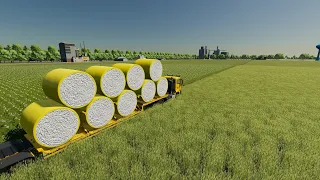 FS 22 * Frankenmuth 36 (Cattle & Productions) * Hauling Cotton Bales, Sowing Grass (Timelapse)