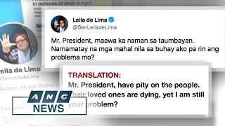 Jailed PH Senator De Lima tells Duterte to focus on his job after latest tirade against her | ANC