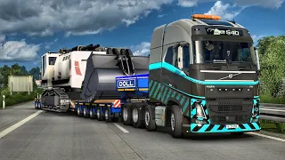 Heavy haulage 35T Excavator filtering through heavy traffic in Germany | Volvo Fh540 V8 |