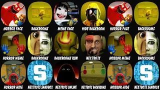 Horror Face: Garten Shooter, Backrooms Shoot Them All, Meme Face Hide and Seek, Hide in The Backroom