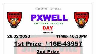 PXWELL LOTTERY DRAW DAY LIVE 16:30 PM 26/02/2023 SINGAPORE LOTTERY PXWELL LIVE TODAY RESULT
