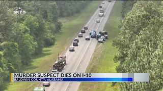 Murder suspect dies on I-10