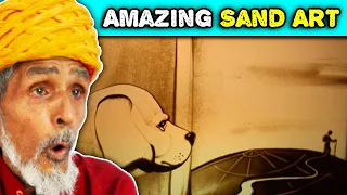 Villagers React To "Home is where the heart is"  Sand Art ! Tribal People React To Amazing Sand Art