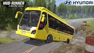 Spintires: MudRunner - HYUNDAI Bus Driving Through Road Collapse