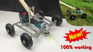 Grass Cutter machine DIY / latest lawn mower using angle grinder/Grass Cutter battery angle grinder