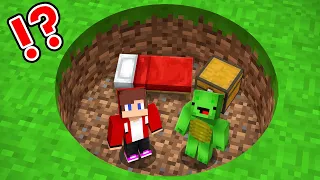 TINY JJ and Mikey Found This Secret Pit Base in Minecraft Challenge Maizen