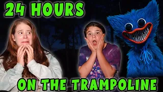 24 Hours Overnight On The Trampoline! Opening Mystery Fidget Box and We Saw Huggy Wuggy (skit)