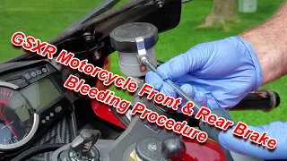 Motorcycle Brake Fluid Change Including the Brake Bleeding Process. Shown on a 2013 Suzuki GSXR.