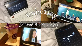 📦 Unboxing Samsung galaxy tab A7 lite + accesories | shopee | Indonesia 2022 🍭🧸✨️