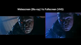 Terminator 2 Judgement day widescreen vs fullscreen aspect ratio comparison Blu-ray vs VHS 15