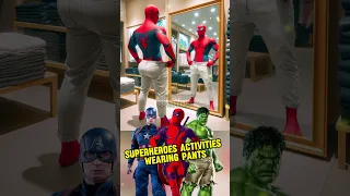 Superheroes Wearing Pants in Clothes Store 💥 Marvel vs DC-All Characters #marvel #avengers #shorts