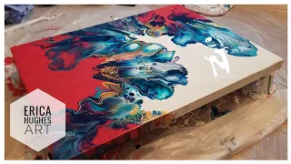 Dutch Pour and Straight Pour / Paint and Water only / Acrylic Pouring Techniques