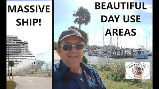 Massive Cruise Ships at Port Canaveral Florida & Beautiful Day Use and Fishing Spots - Full Time RV