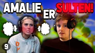 Rob og Amalie Olsen spiller Fortnite, men Amalie er sulten