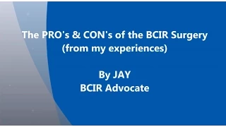 BCIR Pro's & Con's by the BCIR Advocate