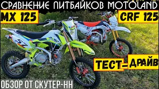 Сравнение питбайков MotoLand MX 125 и MotoLand CRF 125 от компании СКУТЕР-НН. Прохват