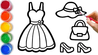 How to draw Dress ,Handbags,Hat for kids? Drawing dress for children.